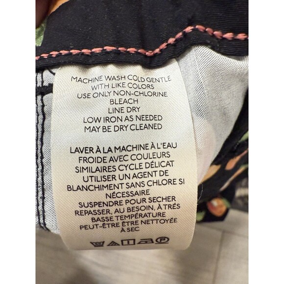 Anthropologie Maeve Women's The Colette Wide Leg Crop Pants Black Peach Size 31 - Picture 8 of 9